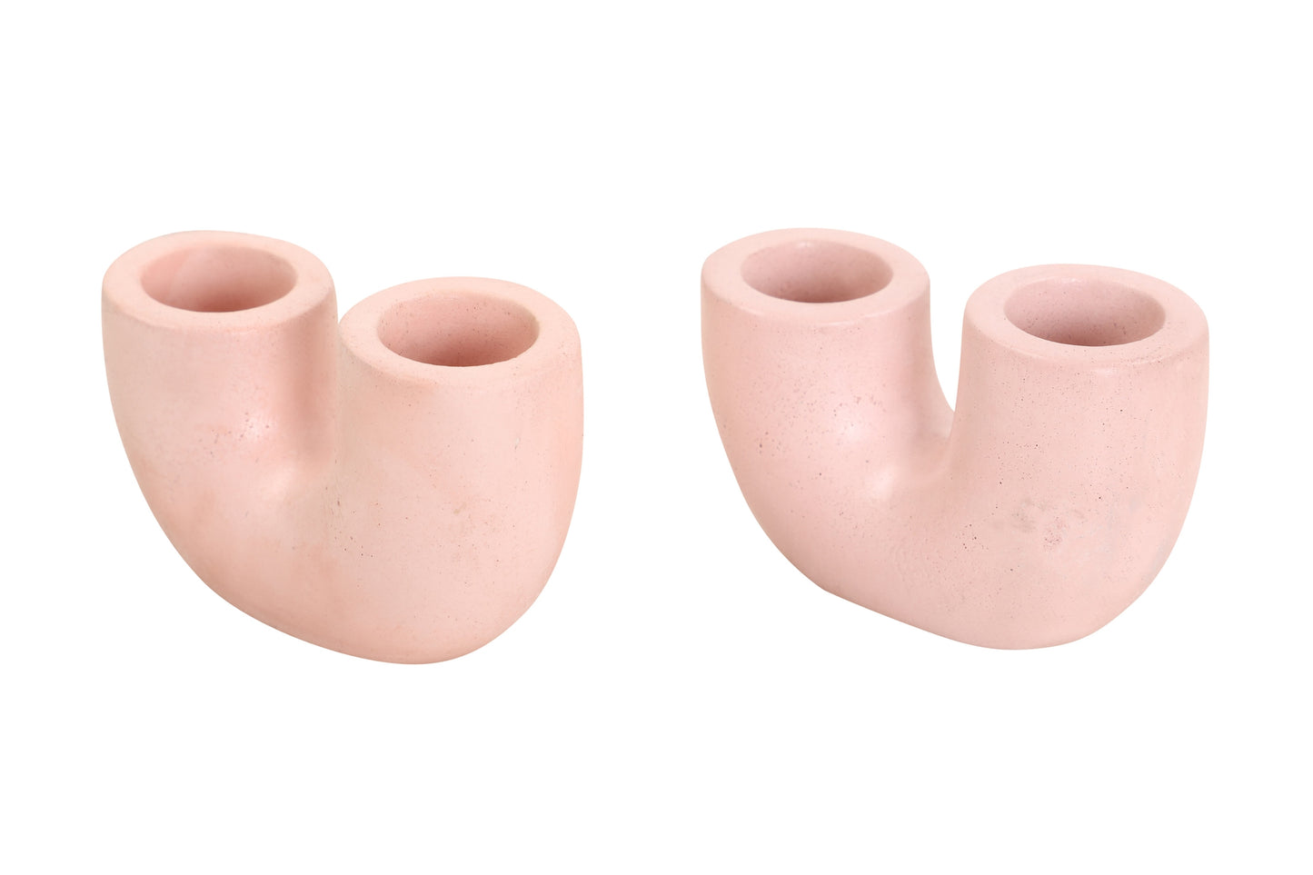 Nordic Style U Shaped Concrete Candle Holder - Pink