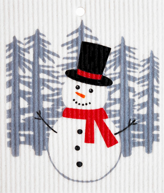 Swedish Dishcloth - Snowman with Top Hat