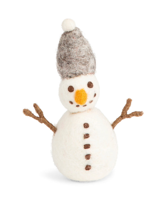 Felt Snowman with Grey Hat Ornament