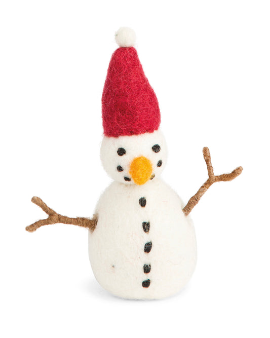 Felt Snowman with Red Hat Ornament