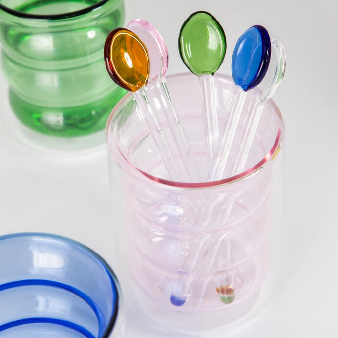 Colored Glass Tea Spoons Set