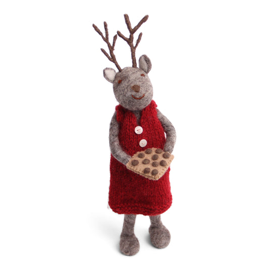 Felt Large Grey Deer with Baking Tray