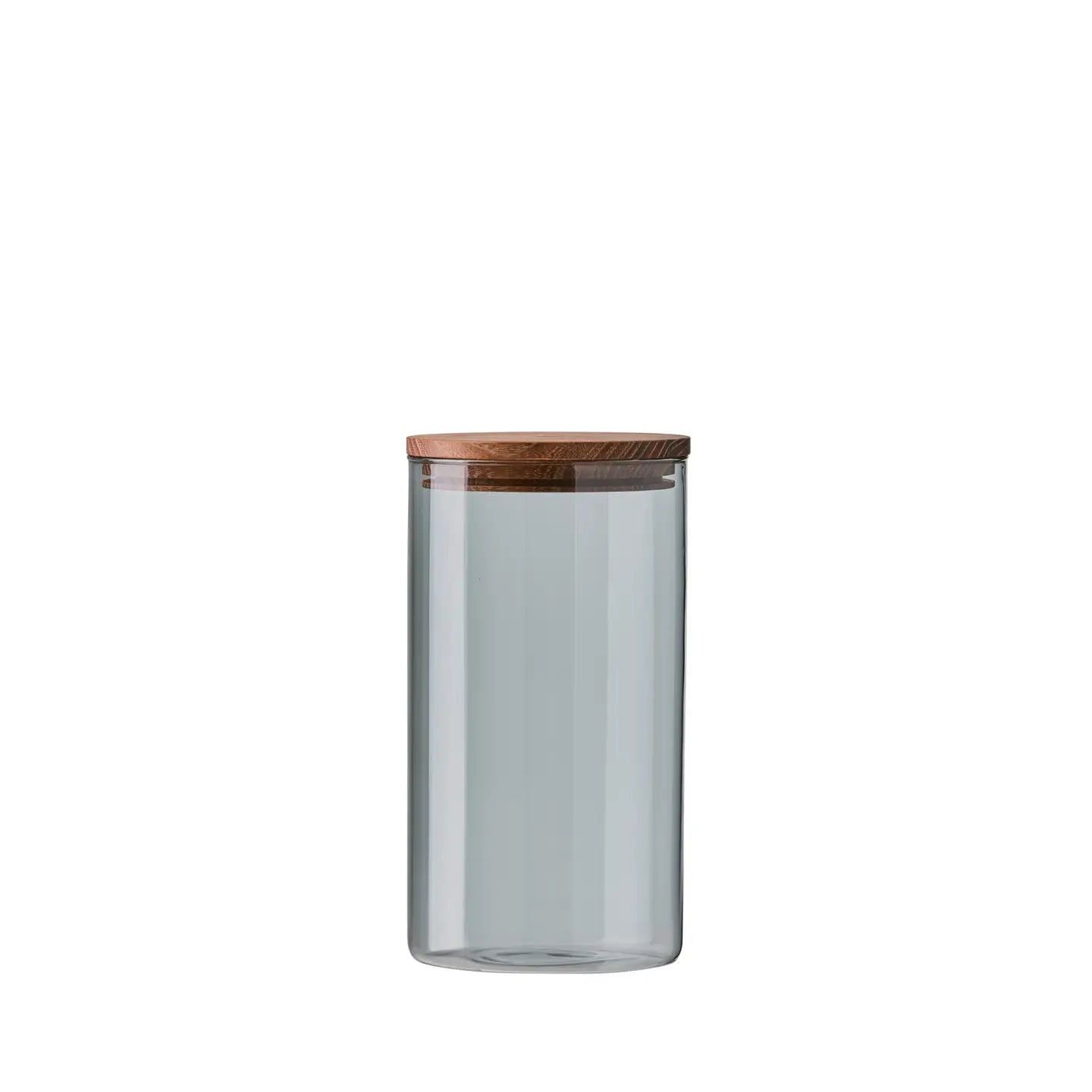 RAW Smoke Glass Storage Canister with Teak Lid - Medium