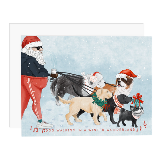 Greeting Cards - Dog Walking in a Winter Wonderland