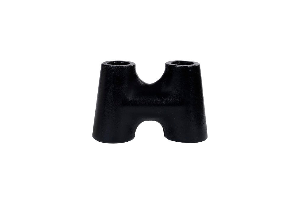 Nordic Style H Shaped Concrete Candle Holder - Black