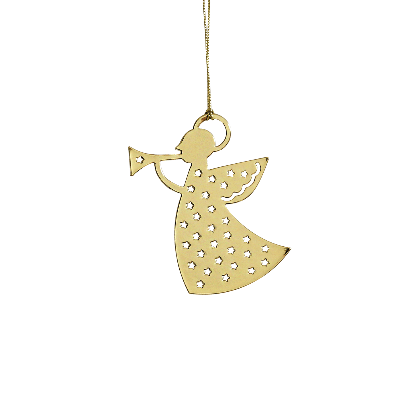 Gold Trumpet Angel Metal Ornament