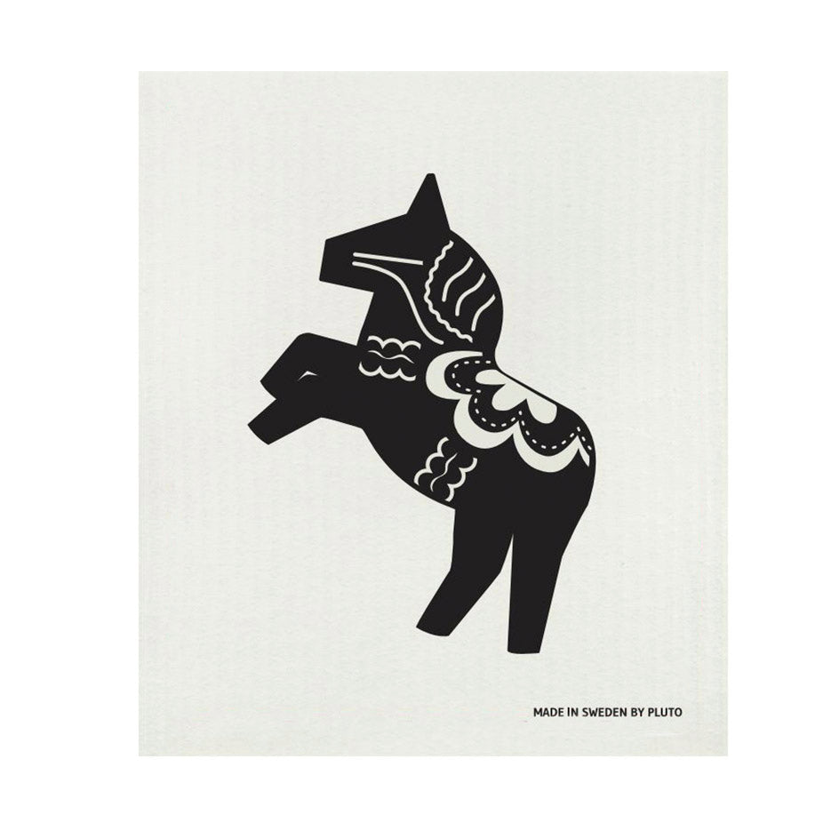 Swedish Dishcloth - Black Dala Horse