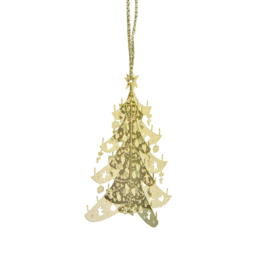 Gold Christmas Tree Metal 3D Ornament