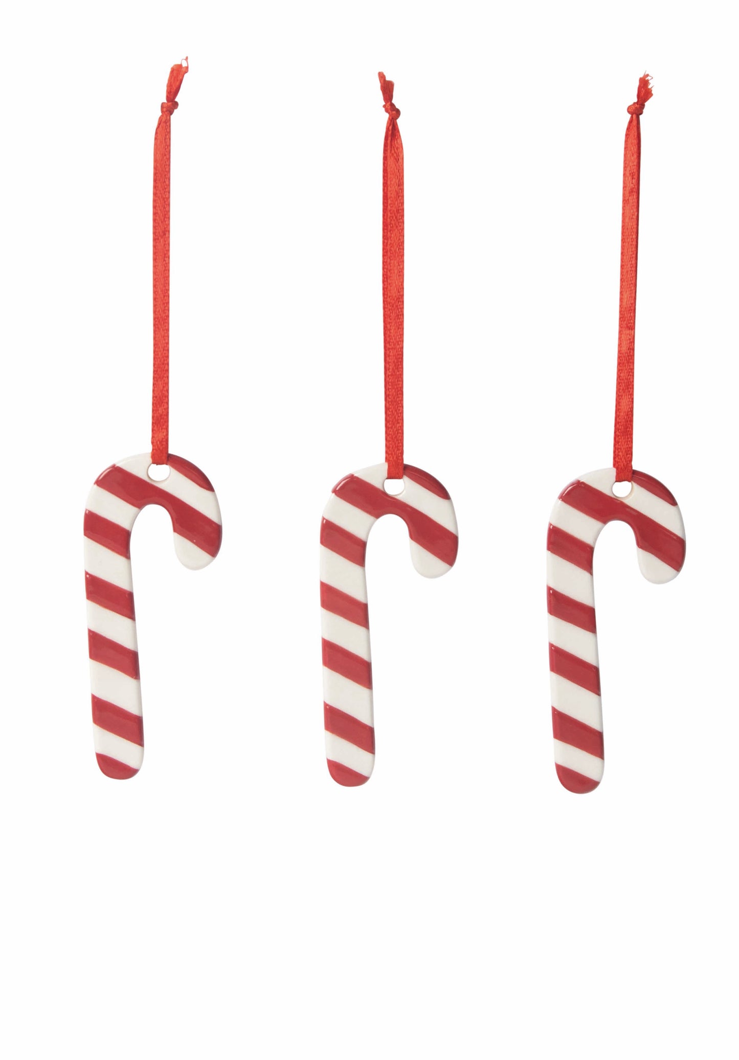 Candy Cane Ceramic Hangers- Set of 3