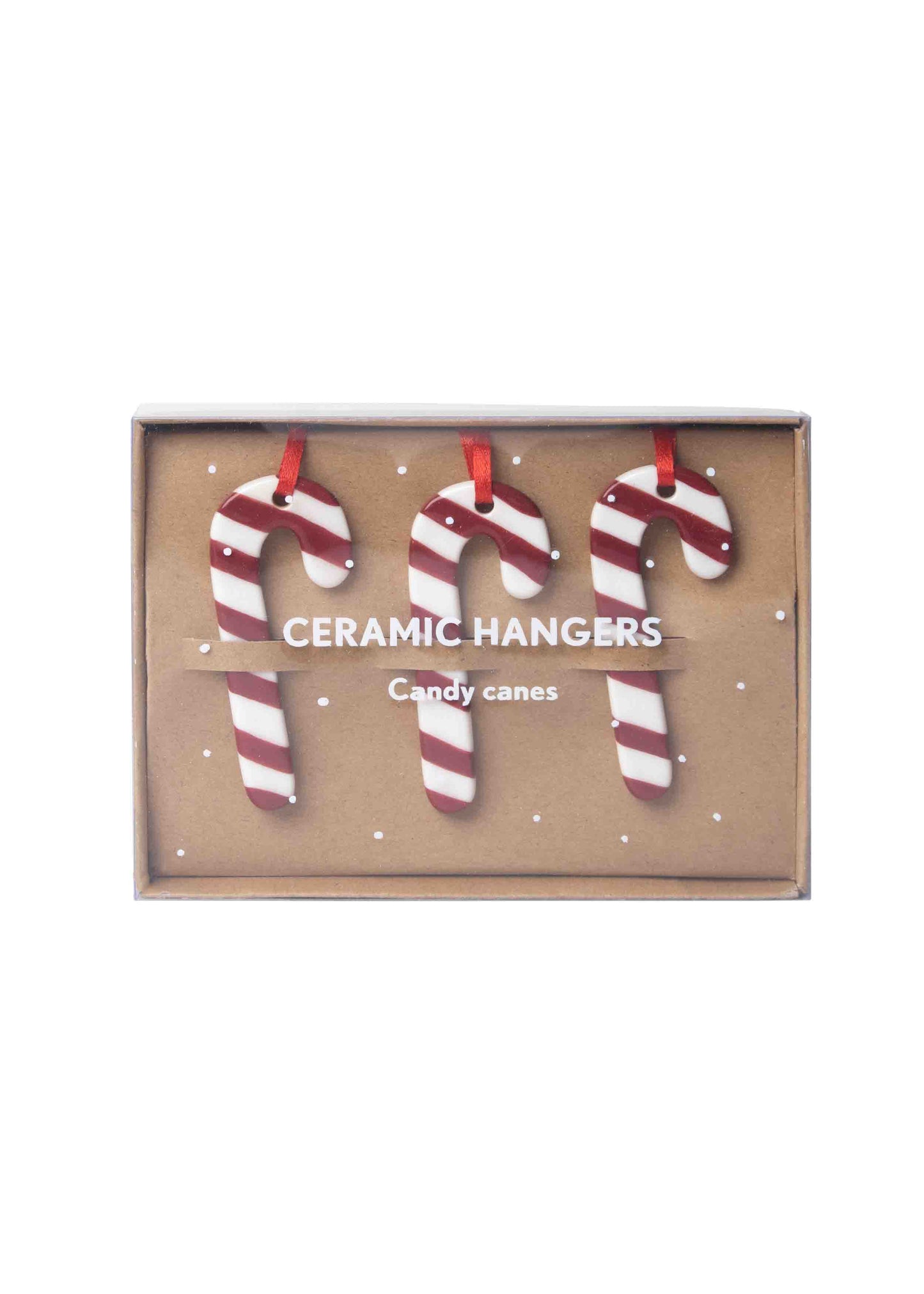Candy Cane Ceramic Hangers- Set of 3
