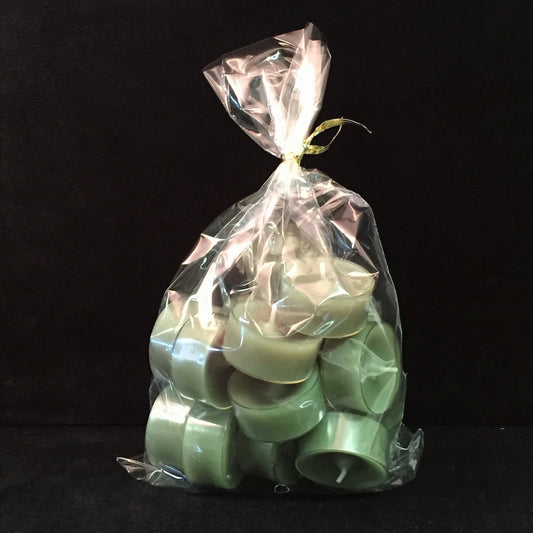 Clear Cup Tealights, Grasshopper Green, 18 per bag