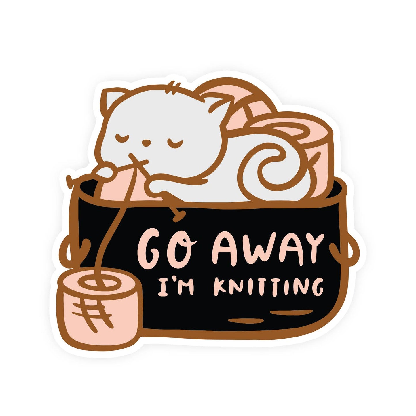 Go Away I'm Knitting Sticker