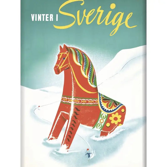 Winter Dala Horse Magnet