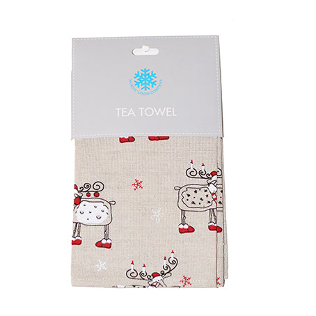 Nordic Tea Towel - Christmas Moose