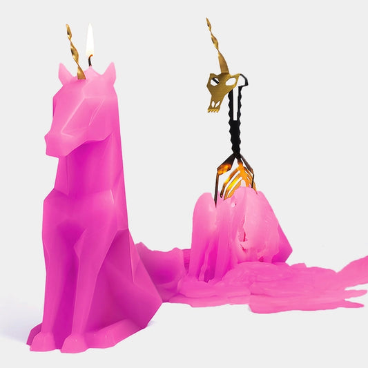 Pyropet Einar Unicorn Skeleton Candle - Hot Pink