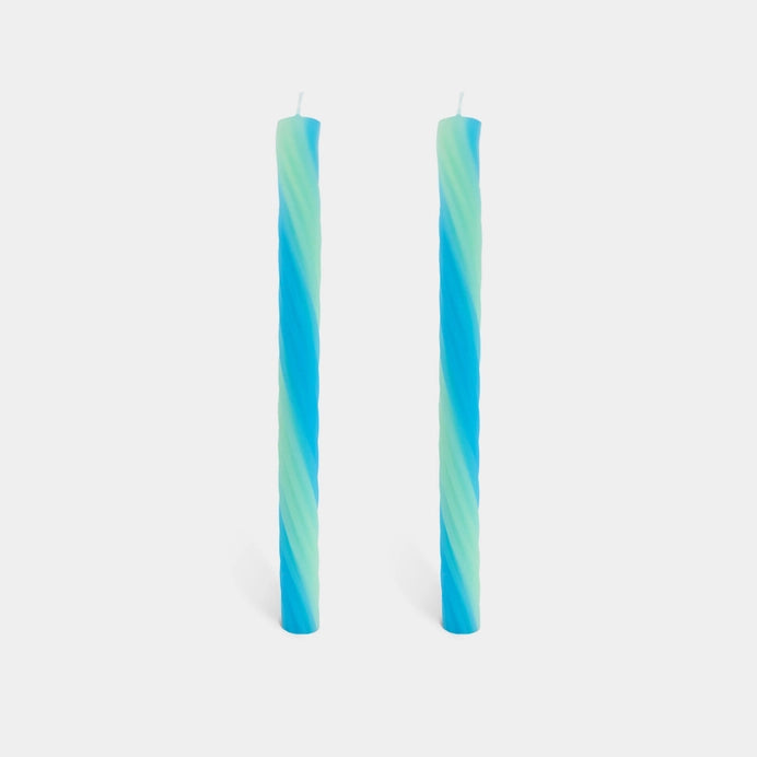 Rope Candle Sticks By Lex Pott - Mint & Light Blue (2 Pack)