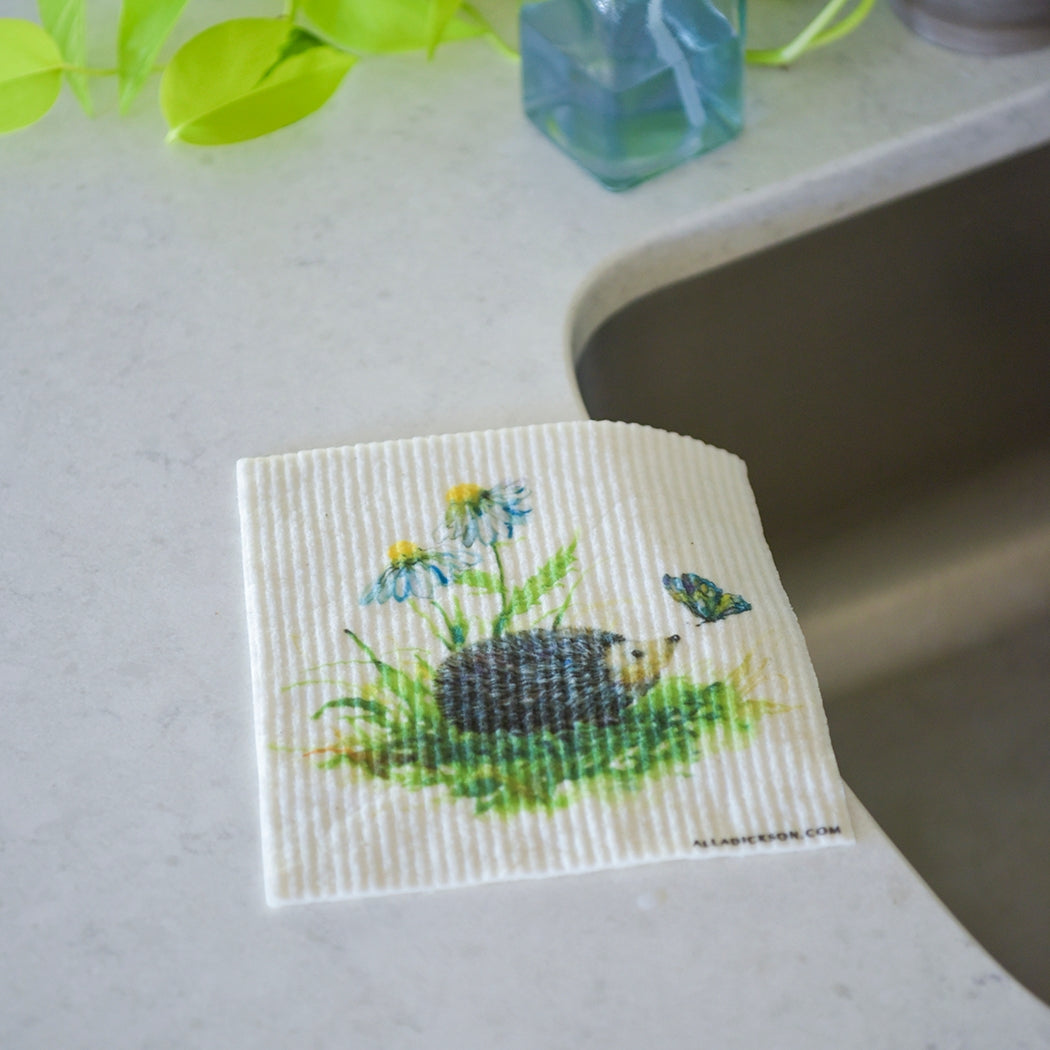 Swedish Dishcloth - Hedgehog with Butterfly