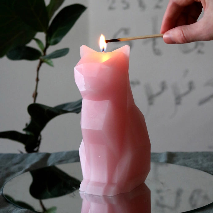 Pyropet Kisa Cat Skeleton Candle - Light Pink