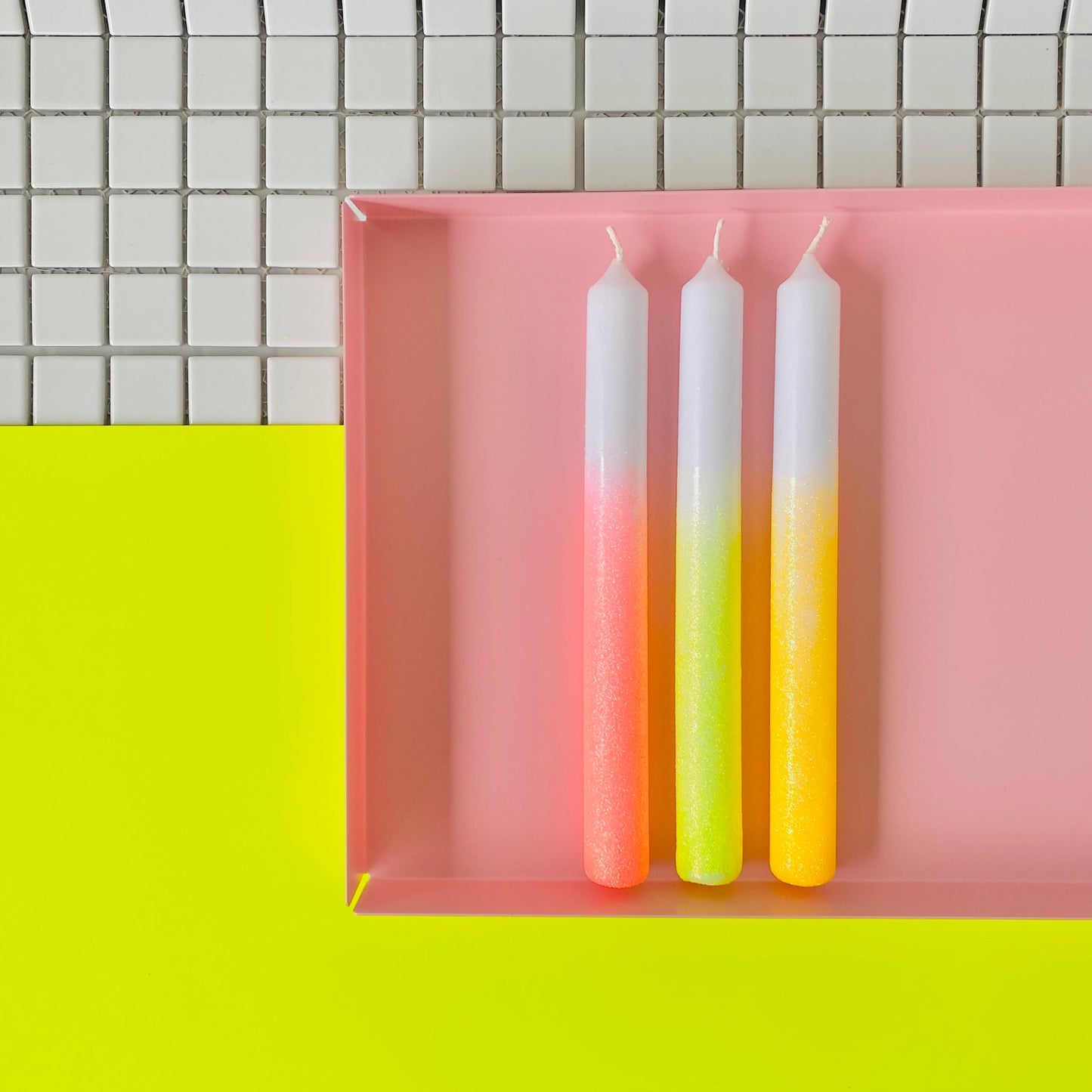 Dip Dye Glitter Candles Set of 3 - Sparkling Party