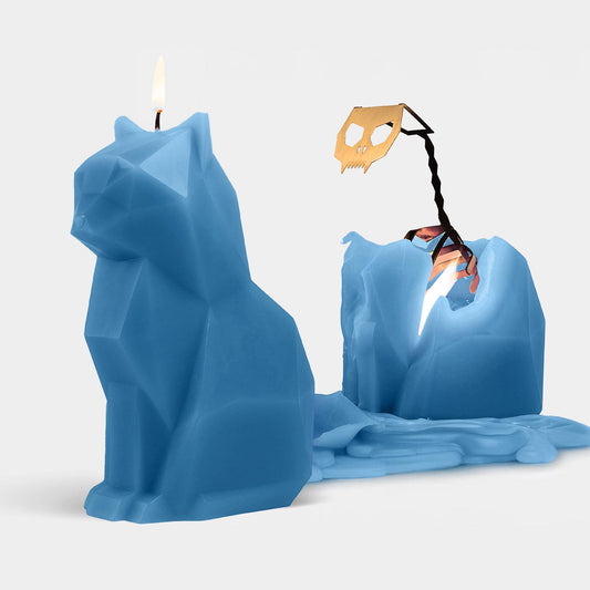 Pyropet Kisa Cat Skeleton Candle - Blue