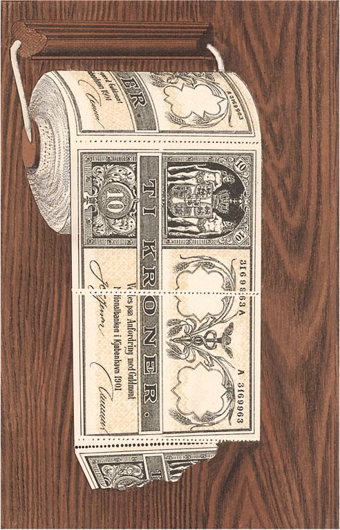 Danish Money as Toilet Paper Magnet