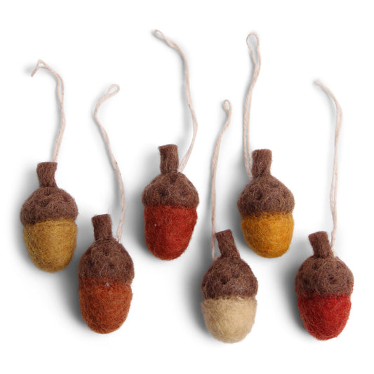 Felt Acorn Ornaments, Rusty Red, Set of 6