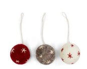 Felt Ball Ornaments with Stars - Set of 3