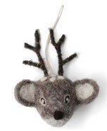 Felt Bambi Ornament - Grey