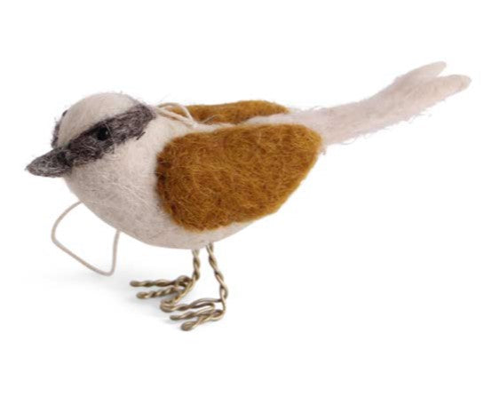 Felt Bird Ornament, Gold Brown