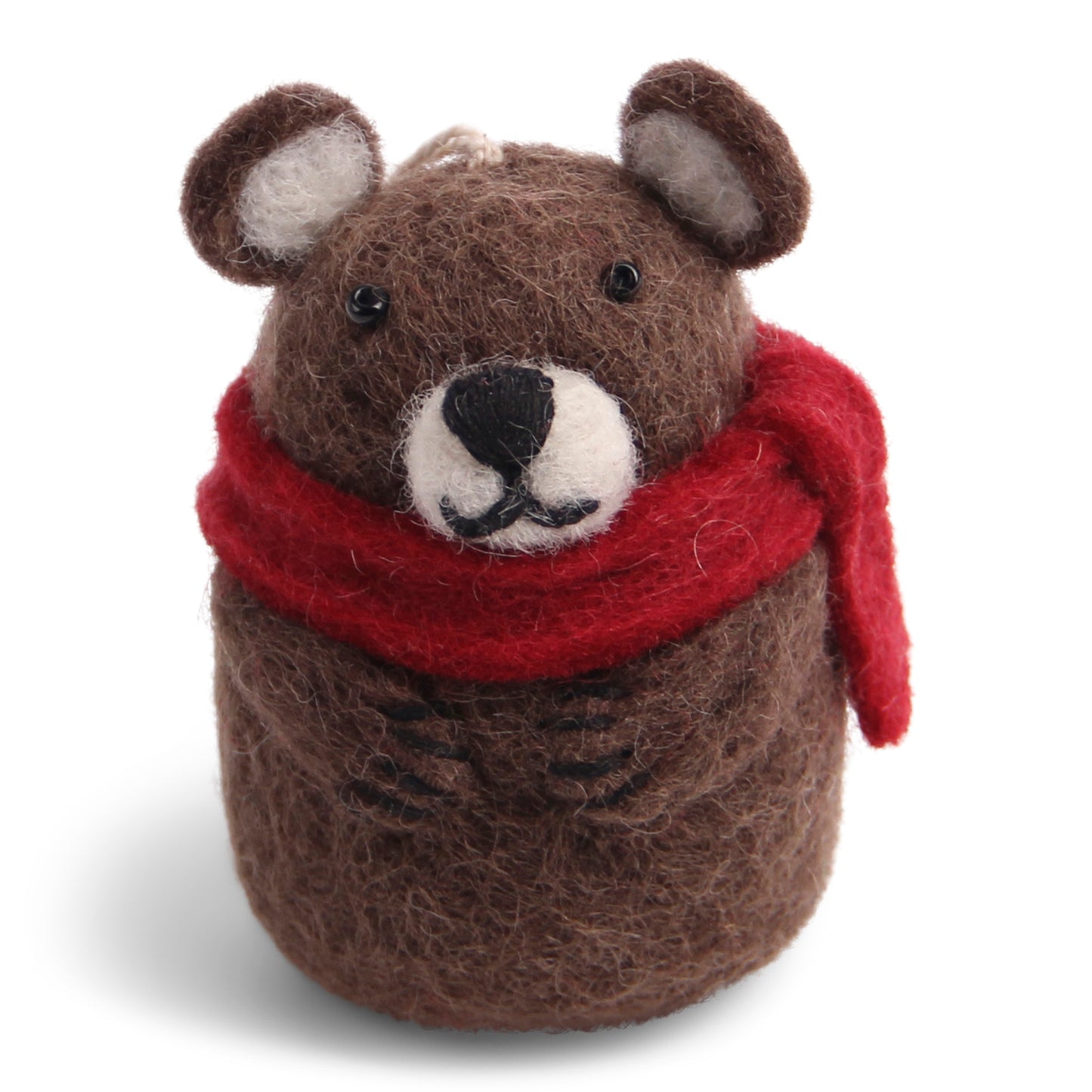 Felt Brown Bear with Scarf Ornament