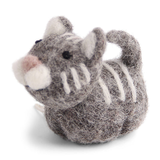 Felt Cat Ornament, Grey