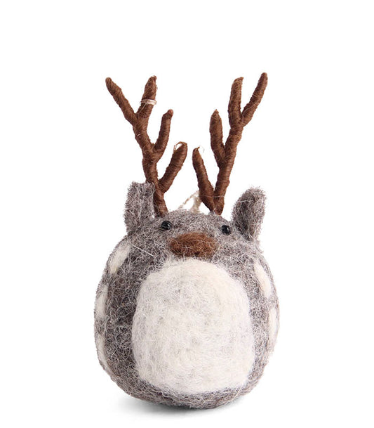 Felt Deer Ornament - Grey