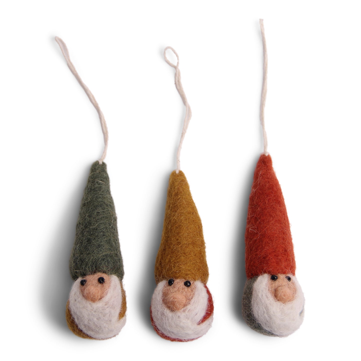 Felt Gnome Ornaments, Colorful, Set of 3