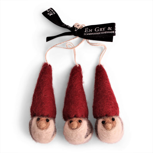 Felt Gnome Ornaments, Set of 3