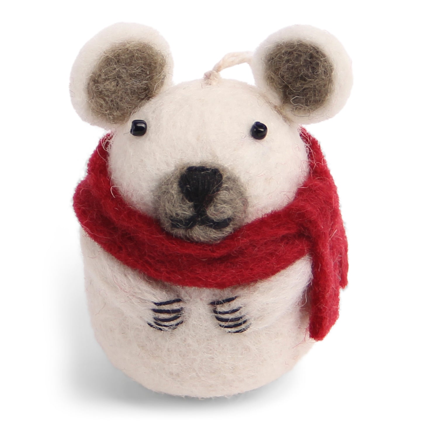 Felt Polar Bear with Scarf Ornament