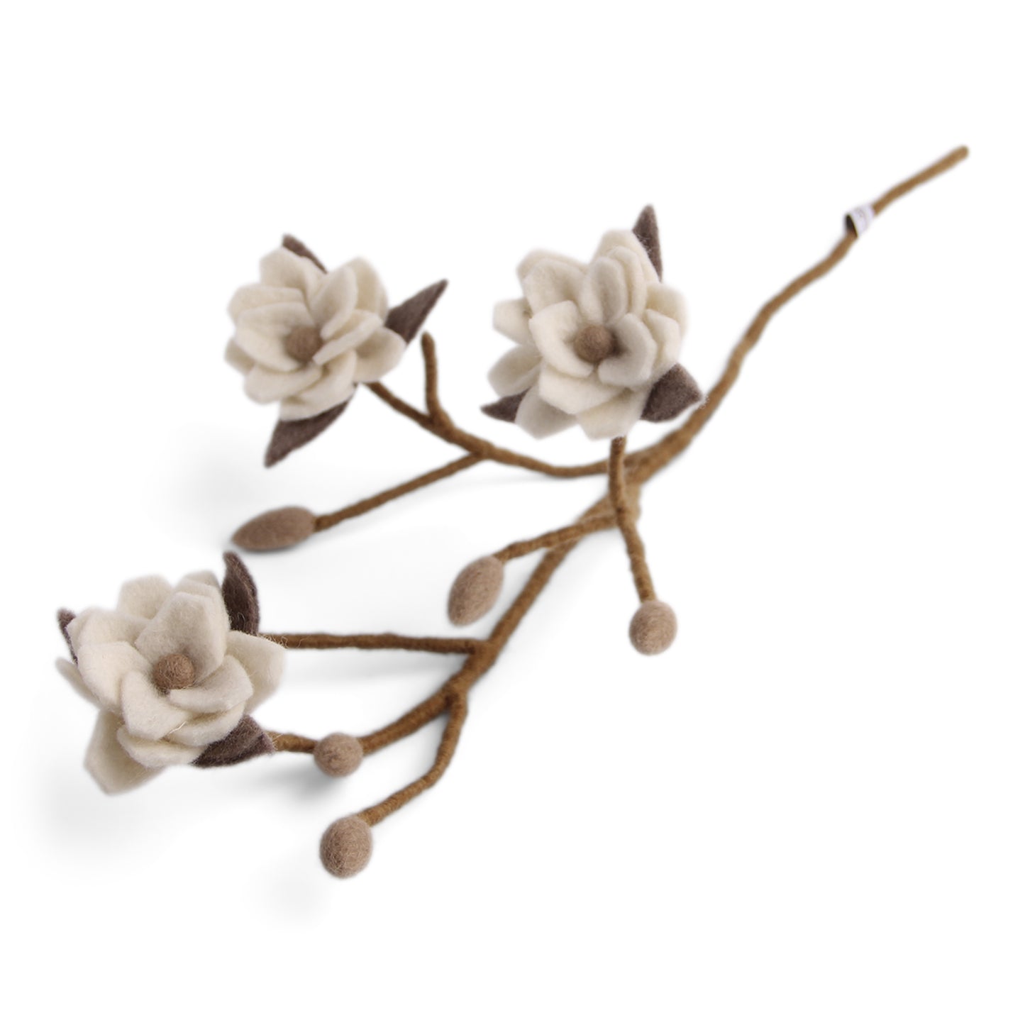 Felt Magnolia Branch with White Flowers