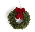 Felt Wreath Ornament - Green with Red Bow (Mini)