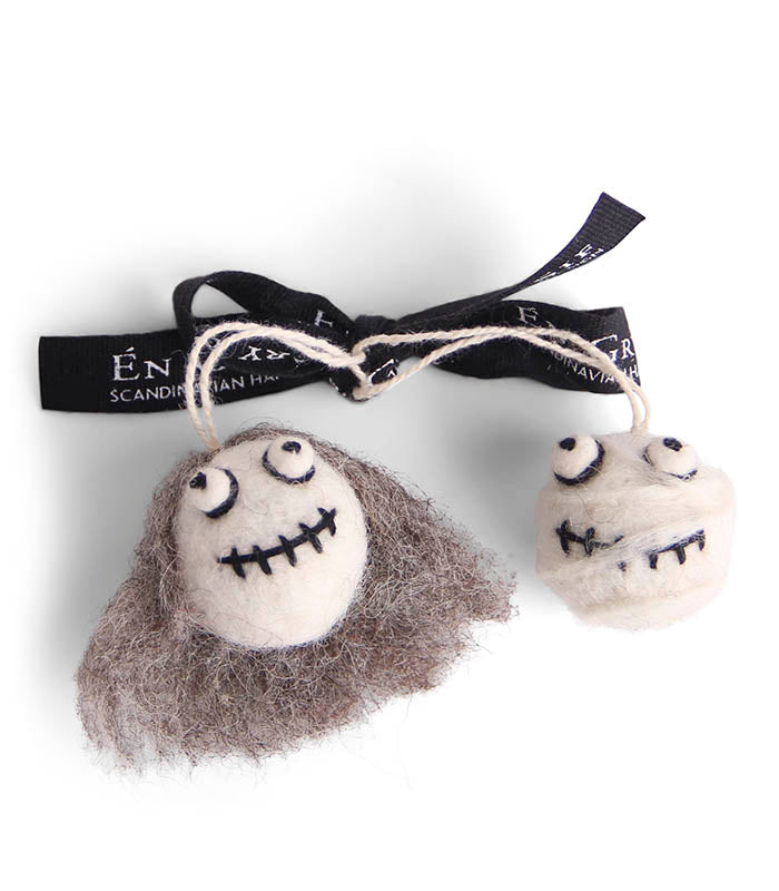 Felt Mummier & Halloween Head with Grey Hair Ornament