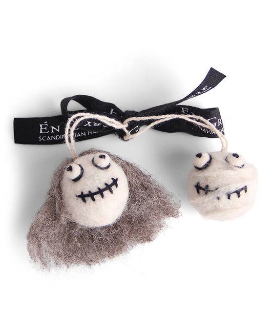 Felt Mummier & Halloween Head with Grey Hair Ornament