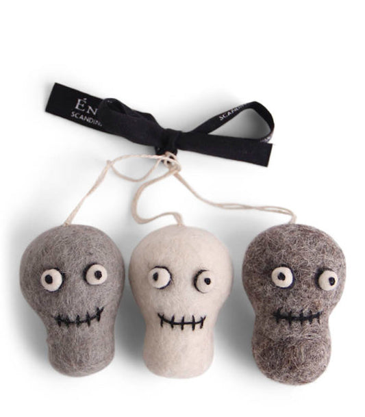 Felt Skeleton Faces Ornament - Set of 3