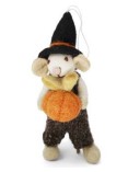 Felt White Mouse with Pumpkin and Brown Pants Ornament