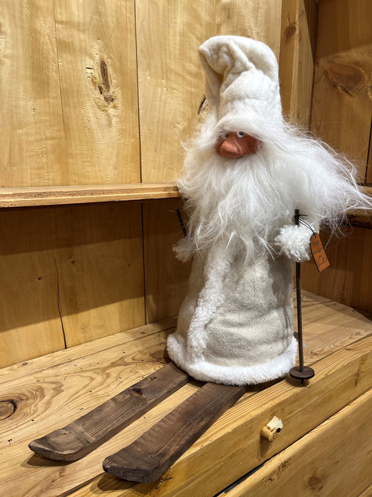 Medium Gnome with Skis - White