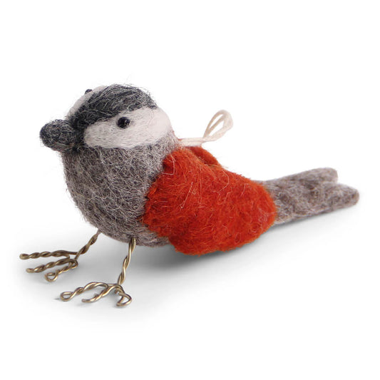 Felt Bird Ornament, Rusty Red