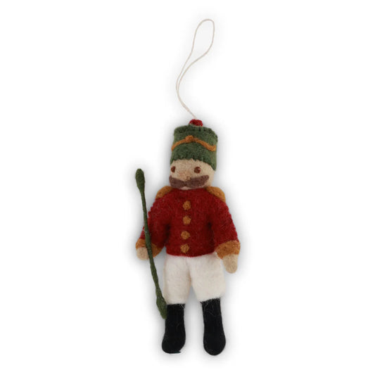 Felt Nutcracker with Red Jacket and Green Hat Ornament