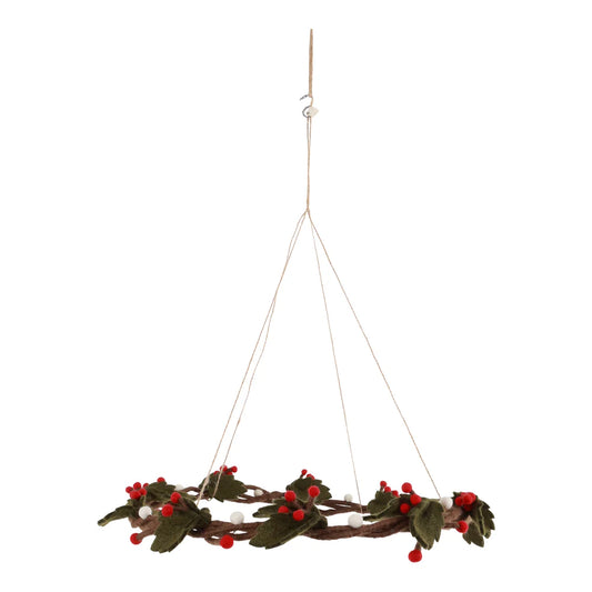 Felt Wreath Holly - Hanging