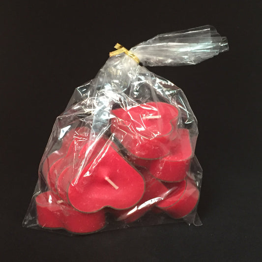 Heart Clear Cup Tealights, Red, 8 per bag