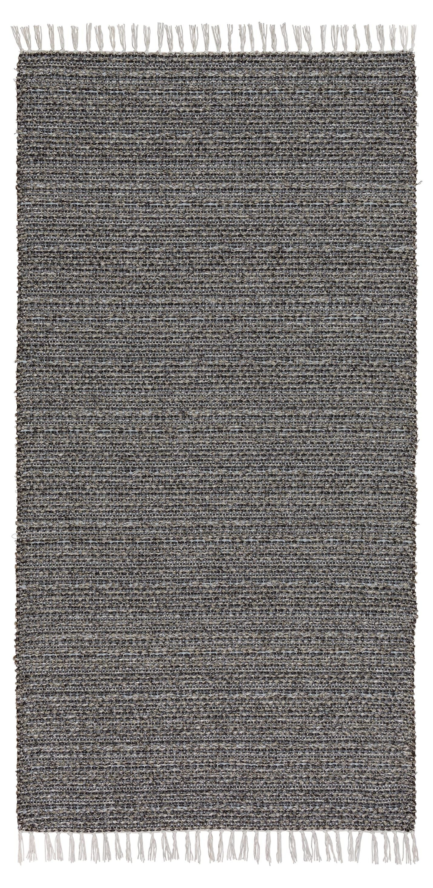 Mixed Svea Cotton/Vinyl Rug, Graphite, 28"x40"