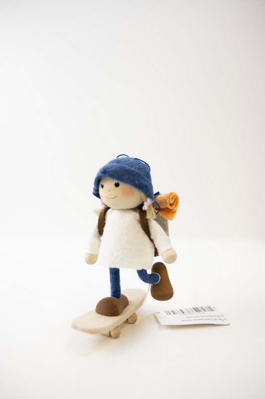 Nordic Girl on Skateboard Ornament