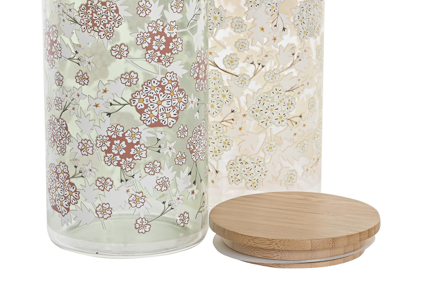 Bamboo Borosilicate Bottle 1000ml - Flowers