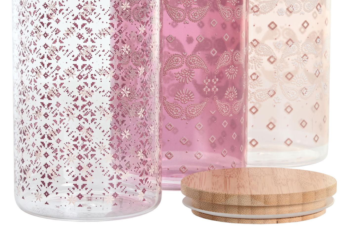 Bamboo Borosilicate Bottle 1400ml - Pink Paisley